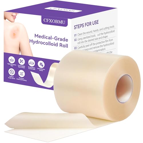 Hydrocolloid Bandages for Wound Care Hydrocolloid Roll with Self-Adhesive Ultra Absorbent Flexible & Waterproof DIY Size & Shape First Aid Kit Essential (2in*5ft)