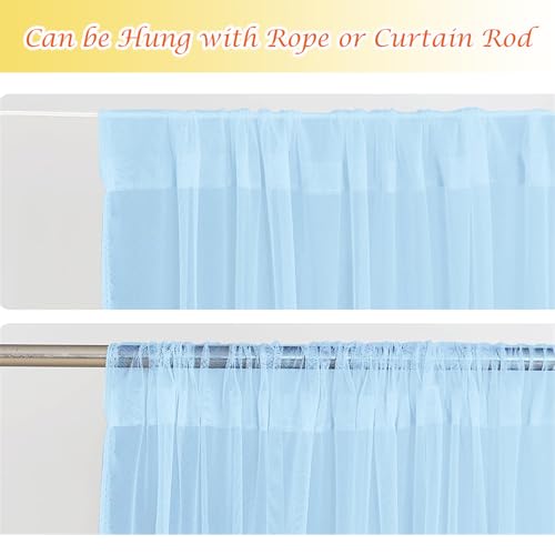Waterproof Outdoor Sheer Curtains for Patio 2 Panels Light Filtering Voile Privacy Drapes Rod Pocket Screen Mesh for Gazebo & Front Porch Blue 63" W x 120" L - Image 6