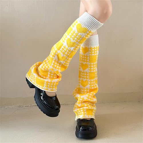 Image of Y2K Kawaii Leg Warmers Knitted Flare Leg Sleeves Love Heart Pattern Boots Cuffs Valentine's Ankle Heap Socks