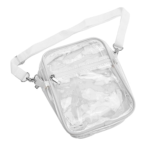 Alomejor Clear PVC Messenger Bag Compact Zipper Adjustable Purse for Boys Girls, Transparent Shoulder Bag for Travel Airport Concerts Beach (White)4
