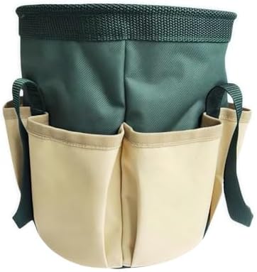 BLIRITEL Garden Tool Organizer, Waterproof Garden Tool Tote Bag with 6 Side Pockets, Outdoor Gardening bucket Bag with Thickened Base and Comfortable Carry Handles (Dark Green)