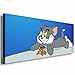 Produktbild Tom und Jerry Kinderzimmer LeinwandBild - 120x50cm k. Poster ! Bild fertig auf Keilrahmen ! Pop Art Gemälde Kunstdrucke, Wandbilder, Bilder zur Dekoration - Deko - Bilder für Kinderzimmer - Babyzimmer