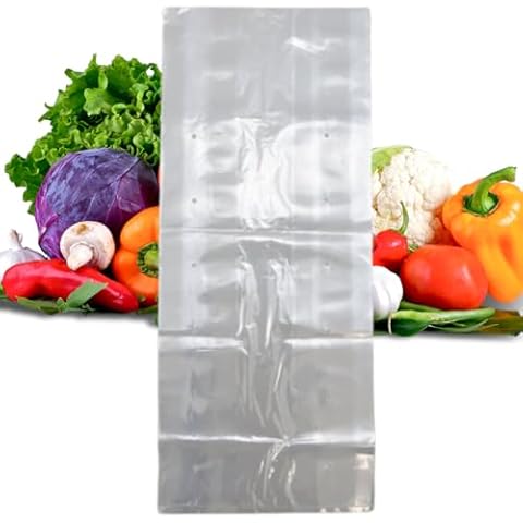 Plastic Produce Bag- Clear Unprinted Vented Produce Bags 8"x4"x18" - 1000 Bags - 0.80 mil - Clear Cover