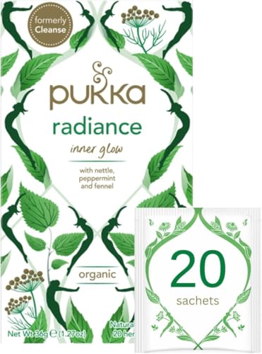 Image of Pukka Herbs | Radiance Organic Herbal Tea Box | Fennel, Aloe Vera, Peppermint, Dandelion and Nettle Tea | Perfect For An Inner Glow | Caffeine Free | 20 Plant Based Biodegradable Tea Bags