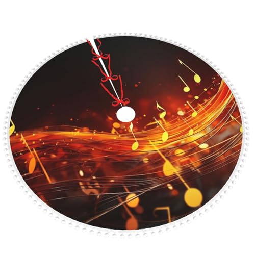 Jupe de sapin de Noël musique rouge cache-pied double couche - 3