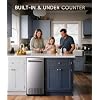 ecozy Undercounter Nugget Ice Maker, 66 Lbs/Day, Soft Pebble Chewable Ice, Bulit-in & Freestanding, Horizontal Handle, Reversible Door, Self-Cleaning & 24H Timer - Stainless Steel