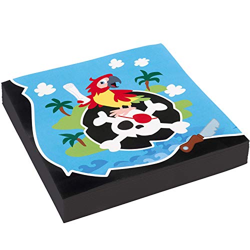 Lot de 20 serviettes jetables Little Pirates pour anniversaires d'enfants et fêtes à thème – Bateau pirate pirate pirate pirate pirate de mer à la recherche de trésor pour enfants Anniversaire