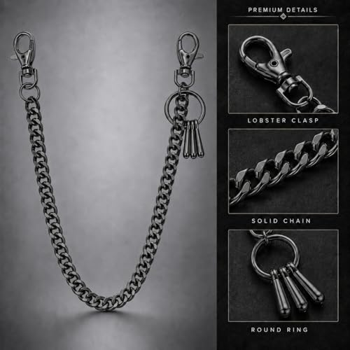 Image of Pants Chain - Wallet Chains for Men Women, Punk Gothic Belt Chain Jean Chain with Lobster Clasps,Metal Chain for Jeans, Wallet, Purse, Bag