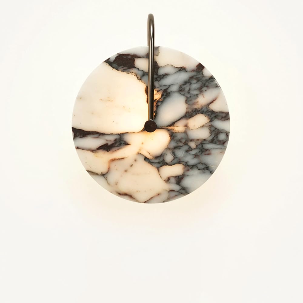 Alabaster Wall Sconce 9.84In Modern Bathroom Sconces Lighting 3000K LED Marble Stone Wall Lights Spanish Natural Marble Wall Lamps Alabaster Vanity Lights For Living Room Bedroom Stairs Hallway Foyer
