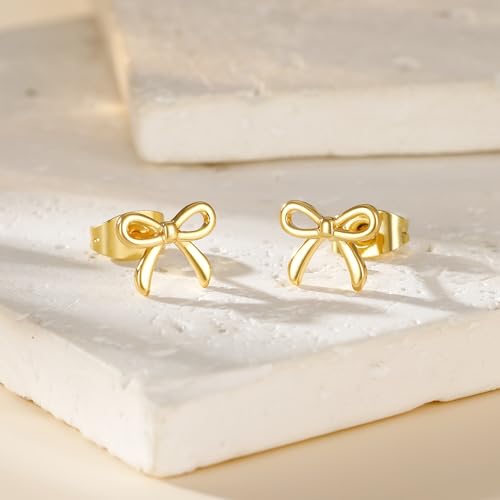 JIAOGE Dainty Bow Earrings for Girls – Hypoallergenic Gold Studs Jewelry for Kids and Teens, Perfect Birthday Gifts for Ages 6-12 - Image 6
