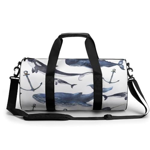 Sac de voyage week-end baleines pour le camping et la randonnée active au grand air 45x23cm