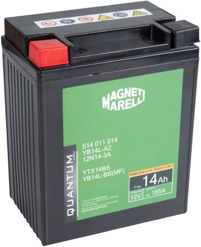 Magneti Marelli Batteria Quantum 14Ah AGM 185A | Batteria Moto E Scooter 12V - Tecnologia AGM, Avviamento Affidabile E Prestazioni Costanti