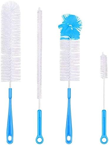Osaloe Bottle Cleaning Brush Set, Long Handle Bottle Cleaner for Washing Beer Wine Sports Water Bottles, Tea Kettle, Decanter Narrow Neck Bottles (4pcs)