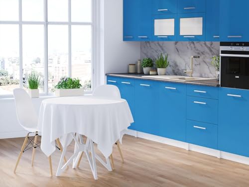 Image of ONETON Glossy Blue Contact Paper Decorative Self Adhesive Counter Top Peel and Stick Wallpaper for Kitchen Cabinets Shelf Drawer Liner Desk Dresser (Blue Glossy WP, 24x200 inch)
