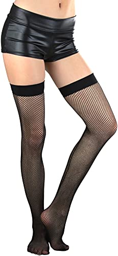 Image of ToBeInStyle Women's Fine Classic Fishnet Thigh High Stretch Nylon Novelty Stockings