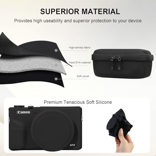 Funda rígida con cubierta de silicona para cámara Canon G7X Mark III miniatura 7