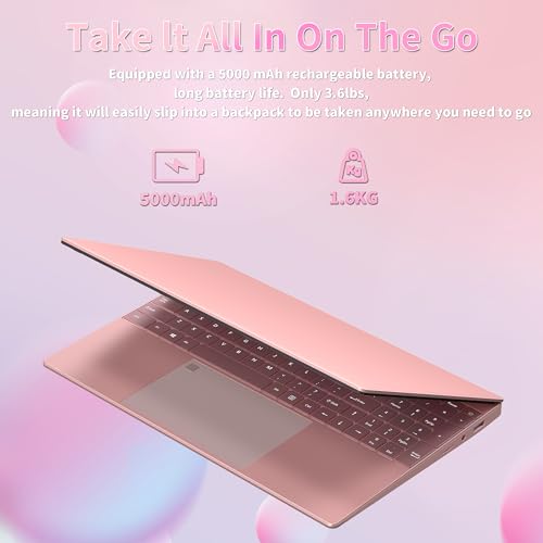 Image of 15.6 inch Laptop Computer for Work and Study, 16GB RAM 1TB SSD, Full HD 1080P IPS Display, Win 11 Pro, Fingerprint Reader, Backlit Keyboard, Rose Pink(16G+1TB)