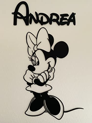 Franjohnsonhouse Personalized Minnie Mouse Metal Sign Minnie Mouse Silhouette Custom Name Metal Wall Art Hanging Plaque Gift For Kids Baby Room Decor Nursery Home Decorations Birthday Gift (Design 2) #TOP3