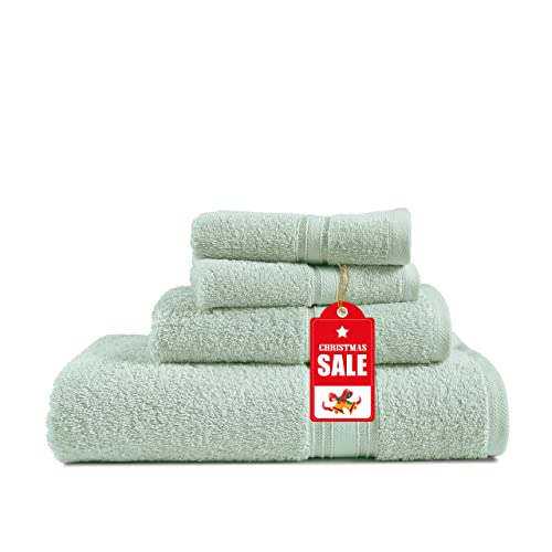 4 Piece Bath Towel Set | Towels Bathroom Sets | Chateau Home 4 Piece - Bath Towels Sets | 1 Bath Towel, 1 Hand Towel, 2 Wash Cloths | 100% Cotton Towels, Quick Dry, Durable, Absorbent | Seafoam