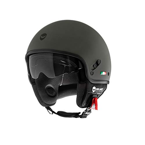 Casco HELMO Milano Demi Jet Puro Slider (L, verde opaco)