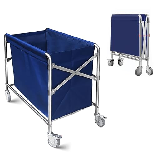 Commercial Collapsible Laundry Baskets with Wheels - Heavy Duty Collapsible Laundry Carts, Industrial Rolling Baskets Trucks with Steel Frame and Waterproof Oxford Cloth, for Home Organizer Storage