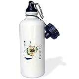 3dRose "West Virginia state flag in the outline map and letters for West Virginia" Sports Water Bottle, 21 oz, White