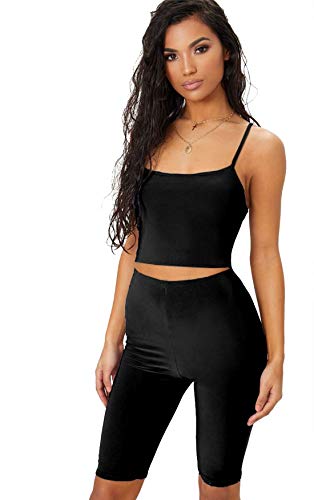 Ensemble 2 pièces court sans manches femme noir M confortable