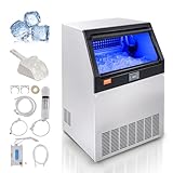 VEVOR Commercial Ice Maker, 200lbs/24H, Ice Maker Machine, 90 Ice Cubes in 12-15 Minutes, Freestanding Cabinet Ice Maker with 66lbs Storage Capacity LED Digital Display, for Bar Home Office Restaurant