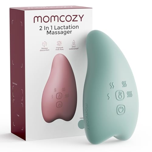 Image of Momcozy A1Pro Lactation Massager, Deep Vibration & Rapid Heating for Clog Relief & Efficient Pumping, Breastfeeding Essentials with Memory Function & Fast Charging, for Postpartum Mom, Blue-Green