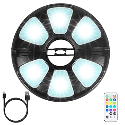 TINTINDOC Color Umbrella Light with Remote Outdoor/Patio Umbrella Light Rechargeable/AA Battery Umbrella Pole Light 300Lumen/Stepless Dimming Umbrella Light for Patio Table