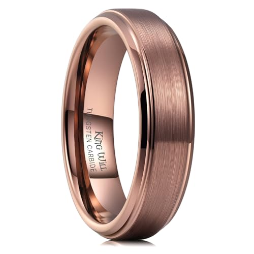 Image of King Will Classic Tungsten Wedding Band for Men, 6 /7 /8 /9 /10mm Widths, Polished Finish Step Edge Matte Rings Comfort Fit