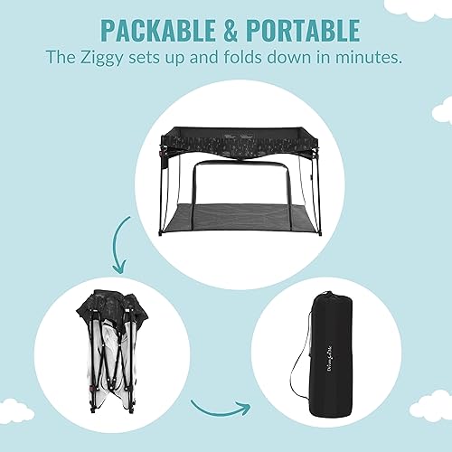 Image of Dream On Me Ziggy Playpen Only, Soft Base, Portable, 43.3in, Black & White