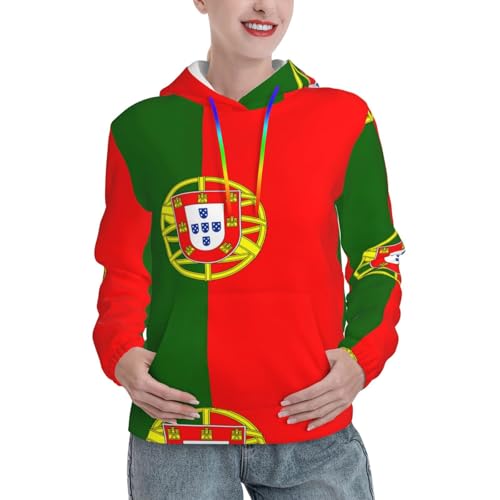 Sweat à capuche Portugal femme pull extensible doux imprimé tendance