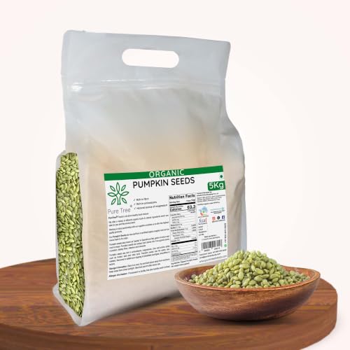 Image of Pure Tree Certified Organic Pumpkin Seeds | 5 Kg / 5000 g | Kaddu ke Beej | Seeds for Eating Good Source Of Omega 3 | Raw Pumpkin Seeds Superfood