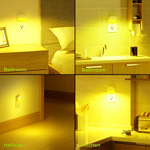 Image of AUVON Plug in Night Light with Motion Sensor and Dusk to Dawn Sensor, Mini Amber LED Nightlight with Adjustable Brightness for Bathroom, Hallway, Stairs, Bedroom, Kitchen