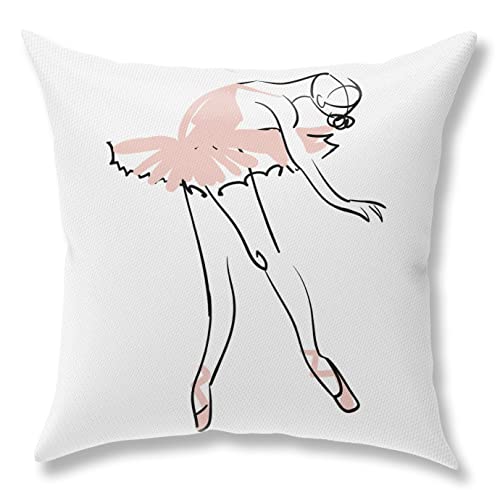 Ballet Dance Throw Pillow Covers, Pillow Covers 18X18, Set Of 4 Dancer Gifts Ballerina Line Art Pillowcase, Decorative Pillow Cushion Covers For Couch, Bed, Sofa, Car Seat, Bedroom, Room Decor #TOP5