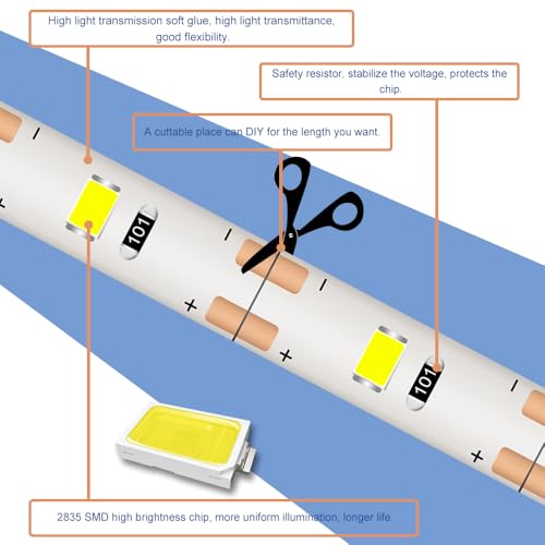 Tira LED USB 100 cm luz cálida 3000K flexible miniatura 6