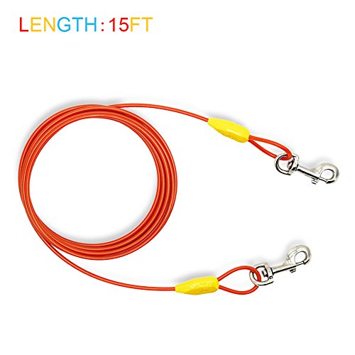 Petest 15Ft Tie-Out Cable With Crimp Cover For Large Dogs Up To 90 Pounds #TOP1