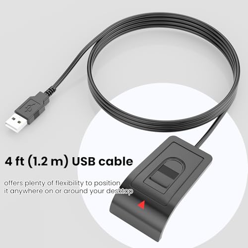 USB Fingerprint Reader for Windows 10/11 ONLY, Windows Hello Fingerprint Scanner for PC Login, Match-in-Sensor Security, Plug & Play, 4ft Extension Cable (Not for Mac/Linux) - Thumbnail 6