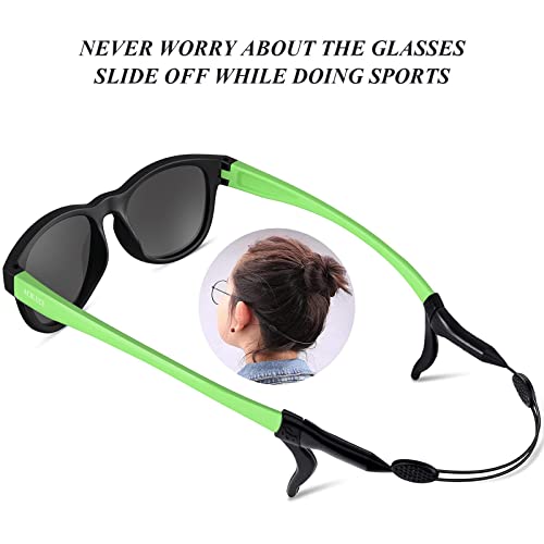 Kids Polarized Sunglasses Sport TPEE Unbreakable Frame with Adjustable Strap for Boys Girls Age 5-134