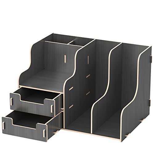jopoo Desk Tidy Organiser, Office Stationary Storage for Books Pens, Notebooks, Black - Image 2