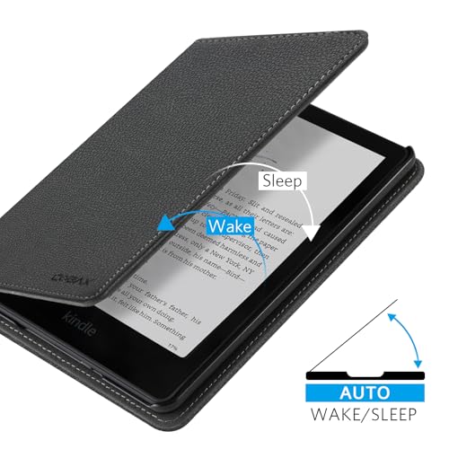 Image of CoBak Case with Stand for Kindle Paperwhite 12th Gen 2024 Released (7 inch) & Kindle Colorsoft Signature Edition - Durable PU Leather Cover with Auto Sleep Wake, Card Slot, Hand Strap Feature, Black