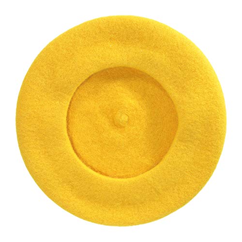 Zlyc Wool French Beret Hat Solid Color Beret Cap For Women Girls (Gold) #TOP4