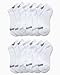 Reebok Girls' Low Cut Performance Cushion Comfort No Show Socks - 12 Pack, Breathable Active, Size Medium (4-10), All White