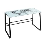  Escritorio Blanco de Cristal Vintage de 75x60x120 cm - LOLAhome