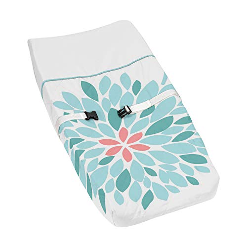 Sweet Jojo Designs Baby Changing Pad Cover for Modern Turquoise and Coral Emma Collection