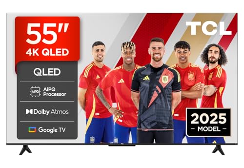 TCL 55T69C 55” QLED, Direct LED TV, 4K HDR, Smart TV Powered by Google TV (Dolby Vision & Atmos, Game Master, Motion Clarity, Compatible with Google Assistant & Alexa)
