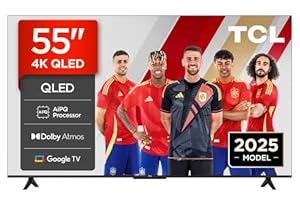 TCL 55T69C 55” QLED, Direct LED TV, 4K HDR, Smart TV Powered by Google TV (Dolby Vision & Atmos, Game Master, Motion Clarity, Compatible with Google Assistant & Alexa)