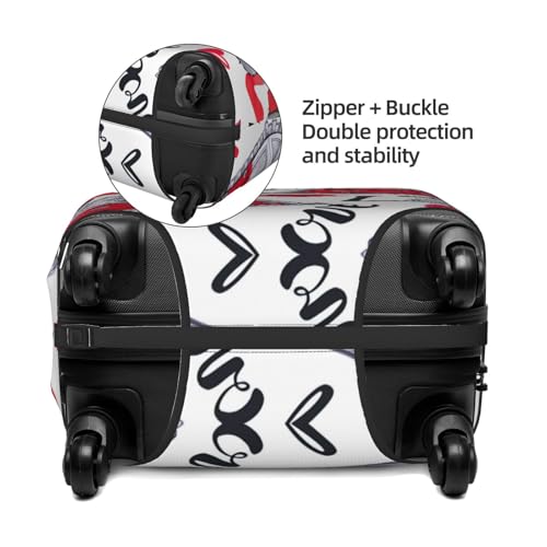 Red Heart Lips And Love Print Luggage Suitcase Cover Protector Luggage Washable Covers With Concealed Zipper4