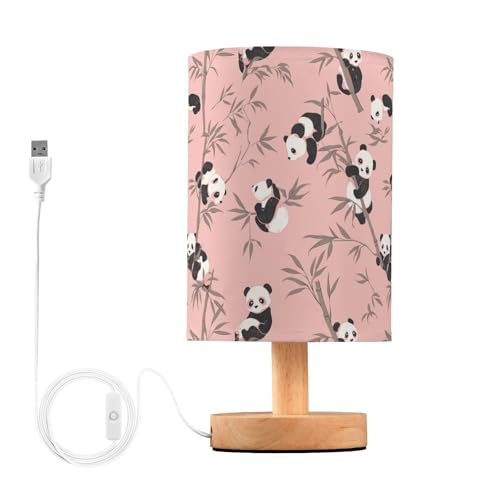 Lámpara de mesa pequeña Panda durazno para niños miniatura 1